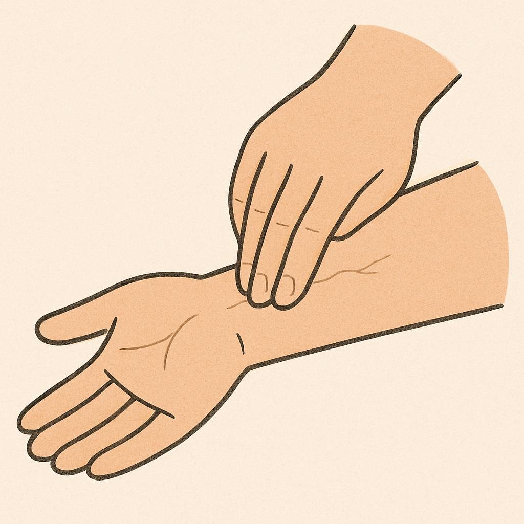 シャントに触れているイラスト